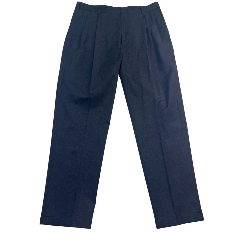 Jos A Bank 36x32 Charcoal Dress Suit Pants Trousers Wool Pleated Cuffed Traveler